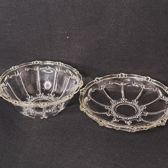 Vintage set of two Kig Indonesia Glass dessert bowl and plate from 1950's - Picture 4 of 8